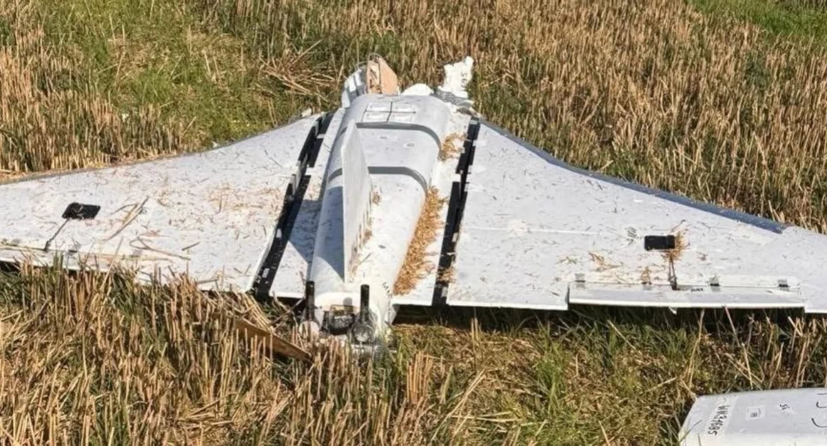 Rosyjski dron znaleziony w Oleśnie ( gmina Gronowo Elbląskie)