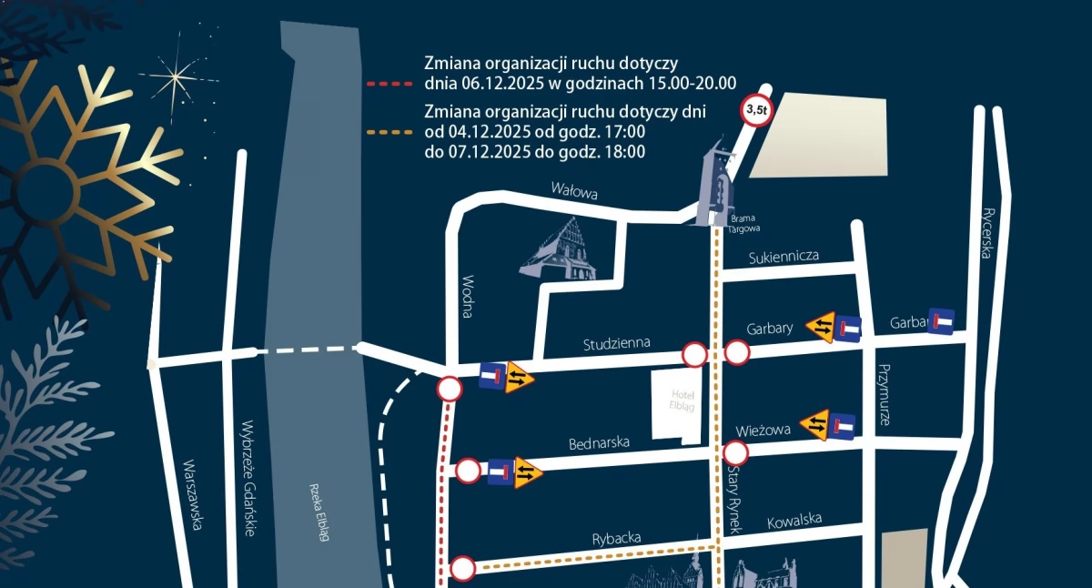 Komunikaty , Elbląski Jarmark Bożonarodzeniowy Zmiany organizacji ruchu - zdjęcie, fotografia